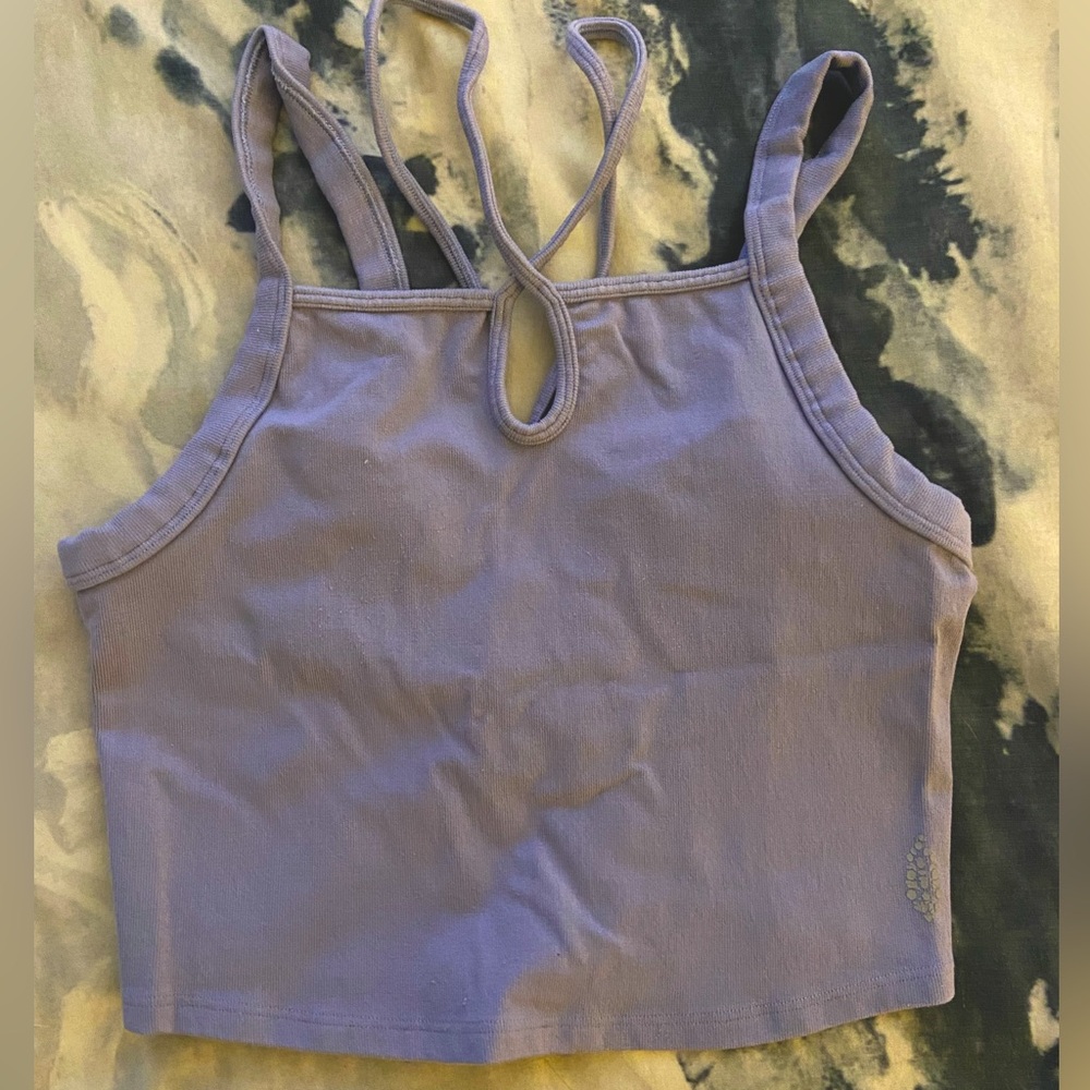 Free People Blue Criss Cross Crop Top Size Small